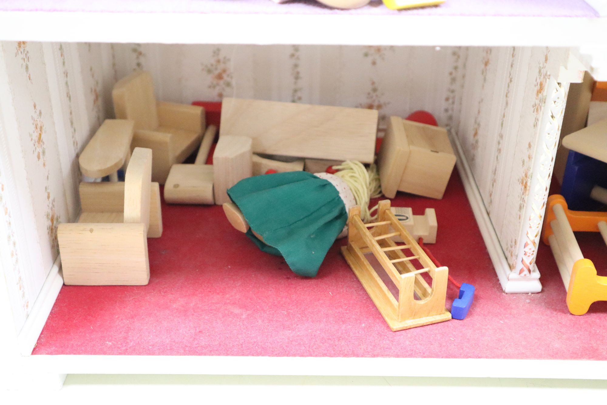 A modern dolls house Glen Tay Cottage, with interior furnishings, height 63cm